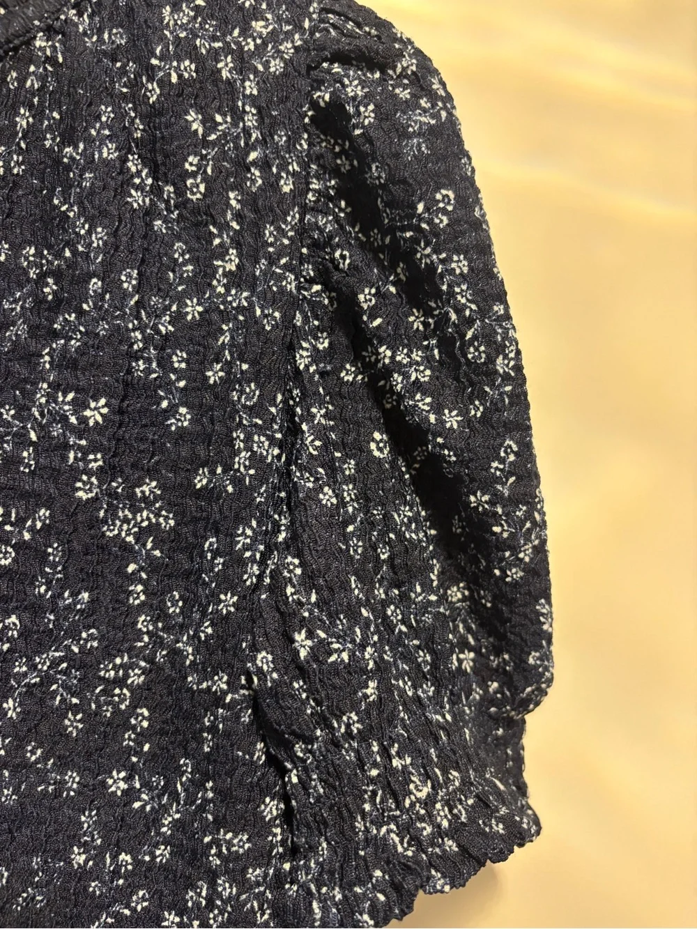 LOFT Navy Blue Floral Puff-Sleeve Blouse